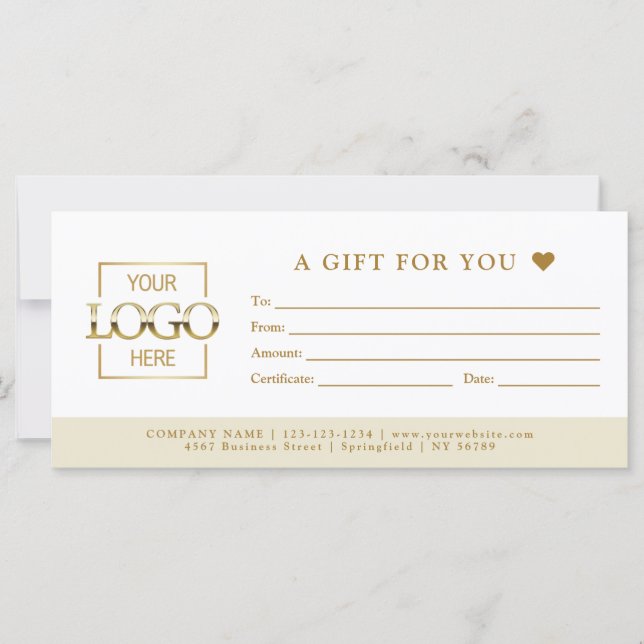 Beige Minimal Business Gift Certificate Template (Front)