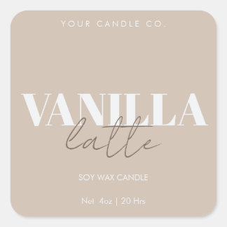 Beige Minimal Candle Label Custom Logo