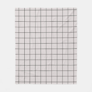 Beige Minimal Geometric Grid Pattern Fleece Blanket