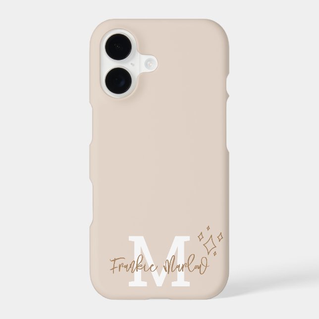 Beige Minimal Modern Initial Monogram Name Case-Ma (Back)