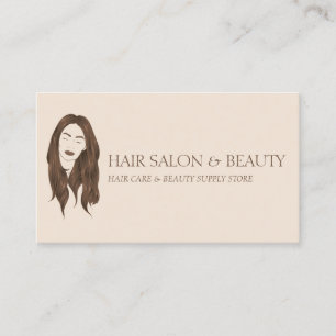 Beige Minimal Modern Long Cut Hairdresser Business Card