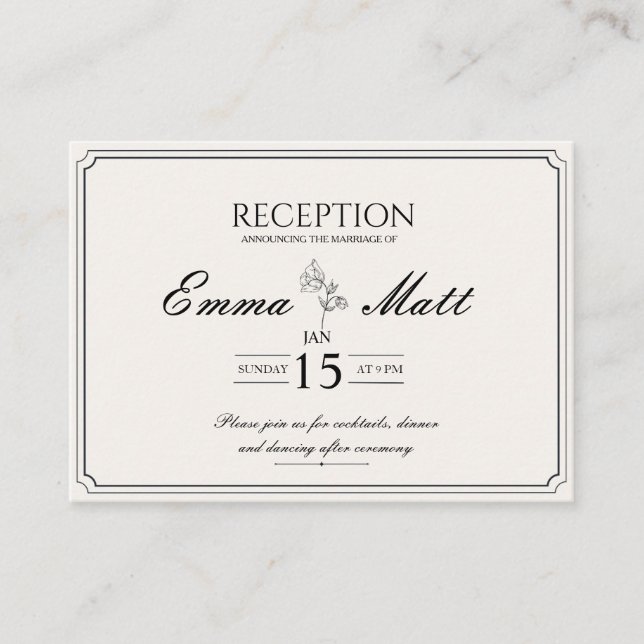 Beige minimal modern réception wedding invitation  (Front)