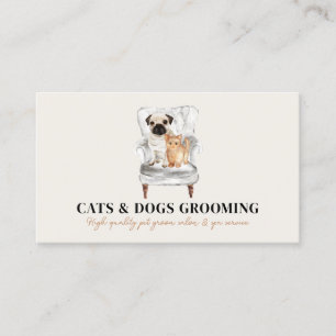 Beige Minimal modern Sofa Pug Dog Cat Pet Business Card