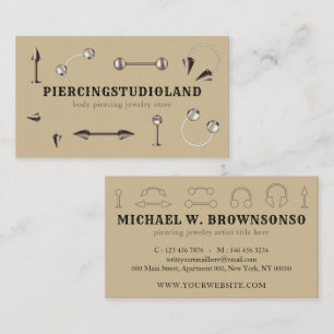 Beige Minimal Piercing Studio Jewellery Business Card