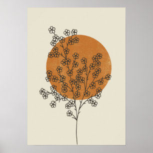 Beige Minimalist Abstract Flower Poster