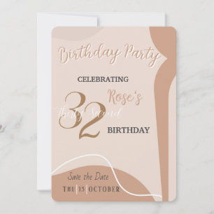 Beige Minimalist and Elegant Birthday Invitation