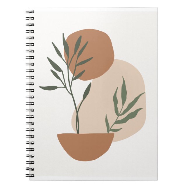 Beige Minimalist Botanical Background Printable  Notebook (Front)