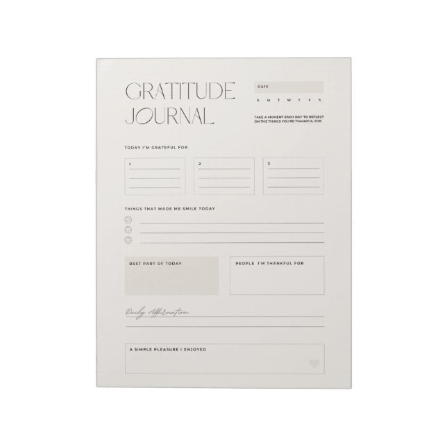 Beige Minimalist Daily Gratitude Mindfulness Gift  Notepad (Rotated)