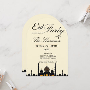 Beige Minimalist elegant Eid Party Invitation Card