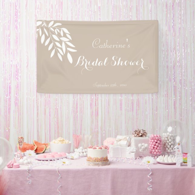 Beige minimalist greenery Bridal Shower Banner (Party)