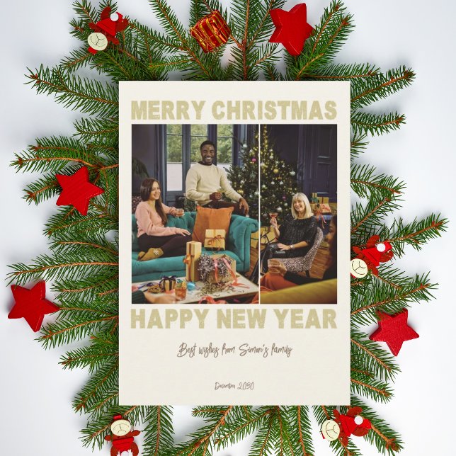 Beige minimalist photo collage Greeting card (1)