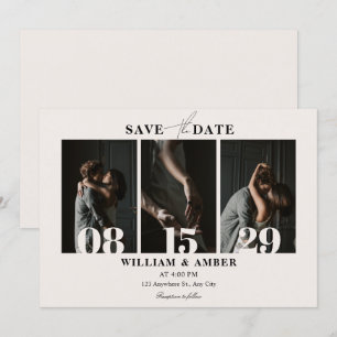 Beige minimalist photo collage wedding save the date