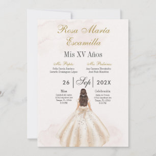 Beige minimalist Quinceañera invitation