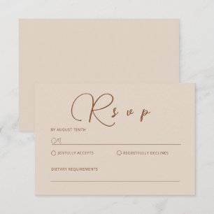 Beige Minimalist Terracotta RSVP Card