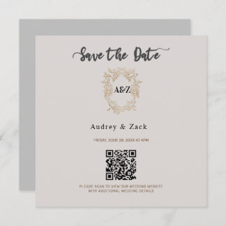 Beige Minimalist WEDDING QR SCAN CARD