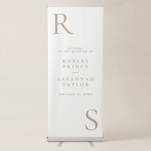 Beige Minimalist Wedding Welcome Retractable Banner