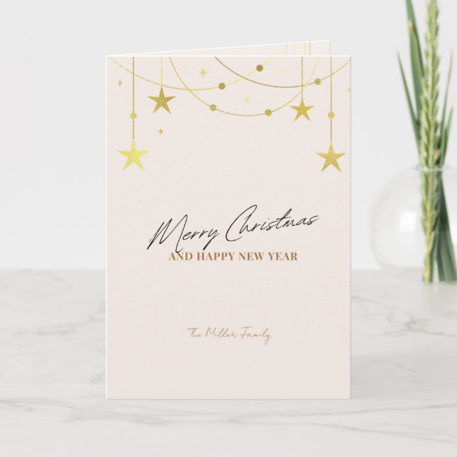 Beige Minimalistic Christmas Card Custom Photo (Front)
