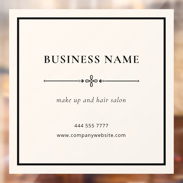 Beige Minimlist Business Salon Name Black Frame Window Cling (Sheet 2)
