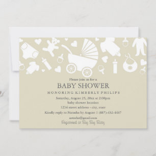 Beige Modern Baby Shower Invitation