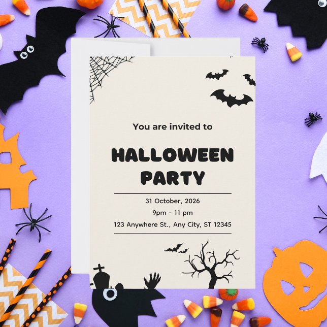 Beige Modern Halloween Party Invitation (Creator Uploaded)