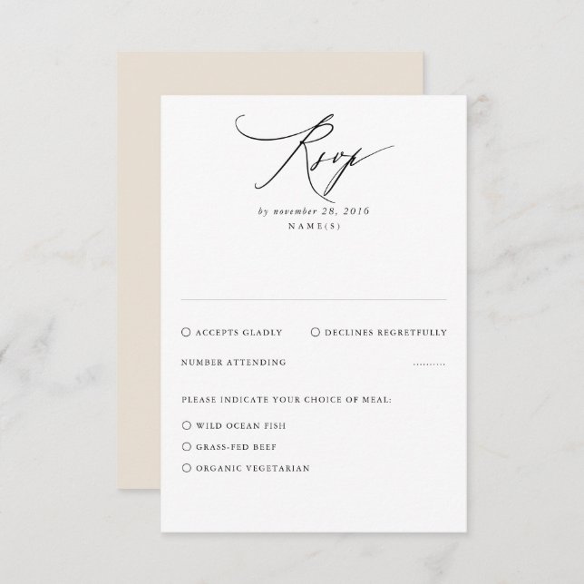 Beige Modern Minimal Wedding RSVP Card (Front/Back)
