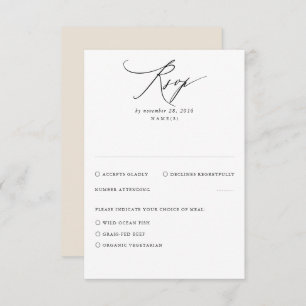 Beige Modern Minimal Wedding RSVP Card