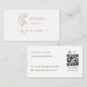 Beige Modern Minimalist Artisan Bakery Business Card