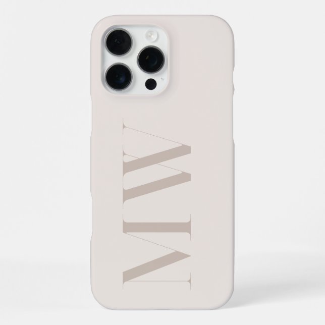 Beige Modern Minimalist Initial Monogram iPhone Case (Back)