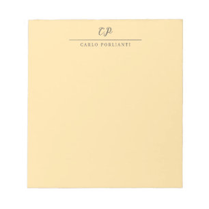 Beige Modern Monogrammed Calligraphy Plain Name Notepad