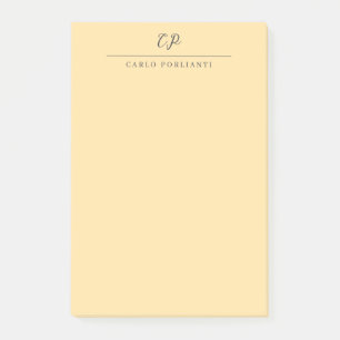 Beige Modern Monogrammed Calligraphy Plain Name Post-it Notes