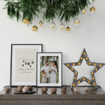 Beige modern scandi elegant script Christmas Poster<br><div class="desc">Beige modern elegant rustic watercolor beige natural Scandinavian contemporary muted colours beige,  black and white photo holiday Christmas poster decor.</div>
