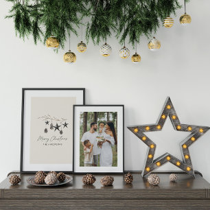 Beige modern scandi elegant script Christmas Poster