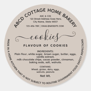Beige Modern Script Cookies Cottage Law Label