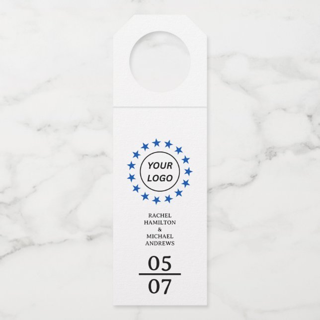 Beige Modern Simpel Wedding Bottle Hanger Tag (Front)