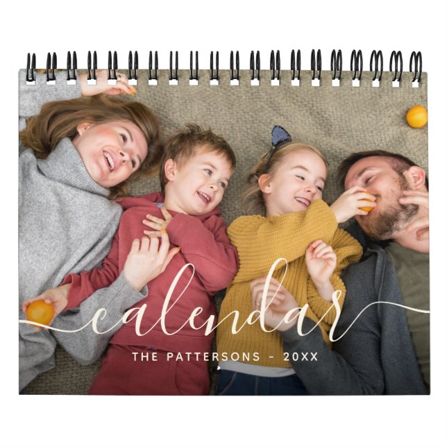 Beige | Modern Simple Minimalist Family Photo 2021 Calendar (Cover)