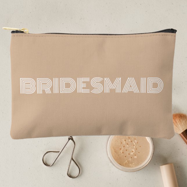 Beige Modern Typography Bridesmaid Accessory Pouch (In Situ Makeup)