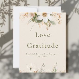 Beige Modern Watercolor Floral Wedding Thank You Card
