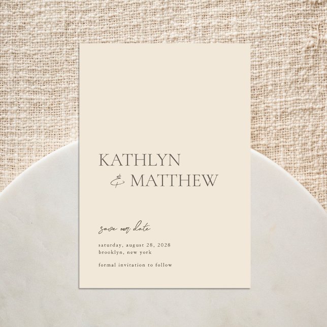 Beige Modern Whimsical Script Bohemian Wedding Save The Date (Creator Uploaded)