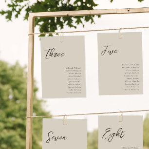 Beige Modern Whimsical Script Seating Chart Card