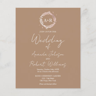 Beige Monogram Budget Wedding Invitations