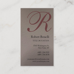 Beige Monogram Business Card
