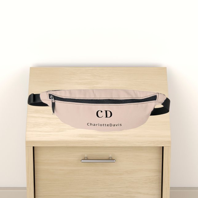Beige monogram initials name bum bags (Creator Uploaded)
