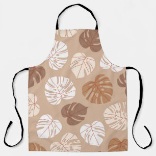 Beige monstera leaves seamless pattern. Trendy han Apron