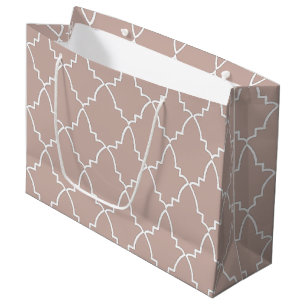 Beige Moroccan Lattice Pattern Large Gift Bag