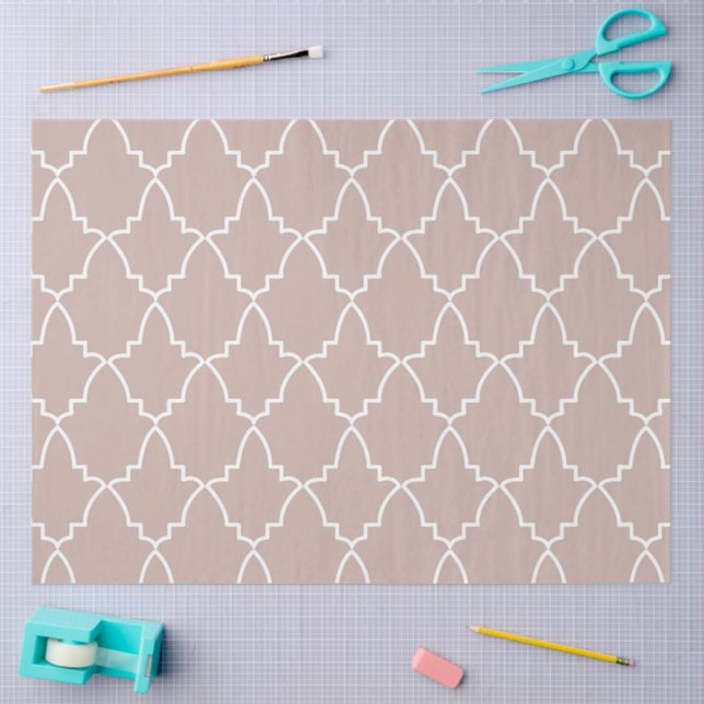 Beige Moroccan Lattice Pattern Tissue Paper (Craft)