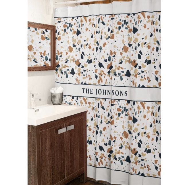 Beige Mosaic Family Shower Curtain (Creator Uploaded)