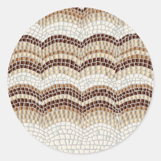 Beige Mosaic Small Matte Round Sticker