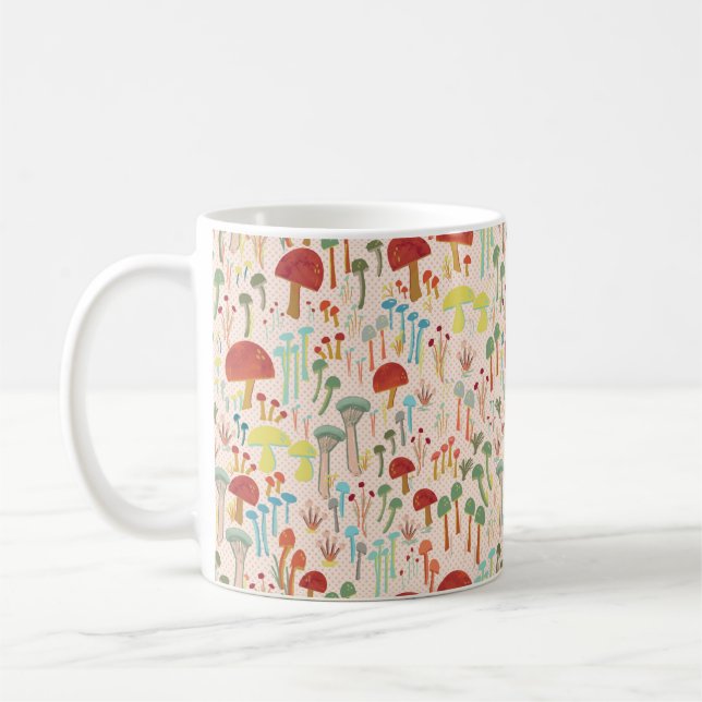 Beige Mushroom forest Coffee Mug (Left)