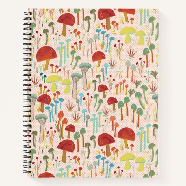 Beige mushroom garden notebook  (Front)