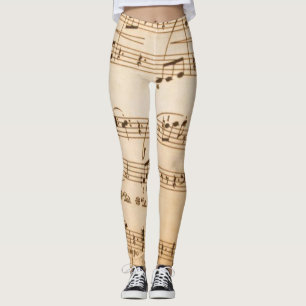 Beige Music Notes Leggings